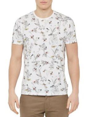 Dragonfly Ted Baker Ecru Mens White Short-Sleeve Tee Size Large